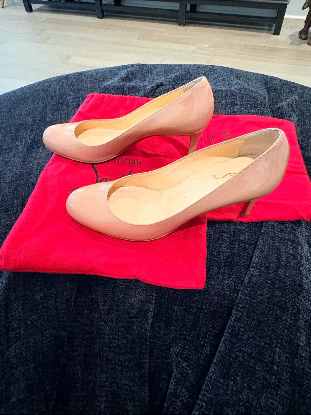 Christian Louboutin Nude Patent Leather Pumps